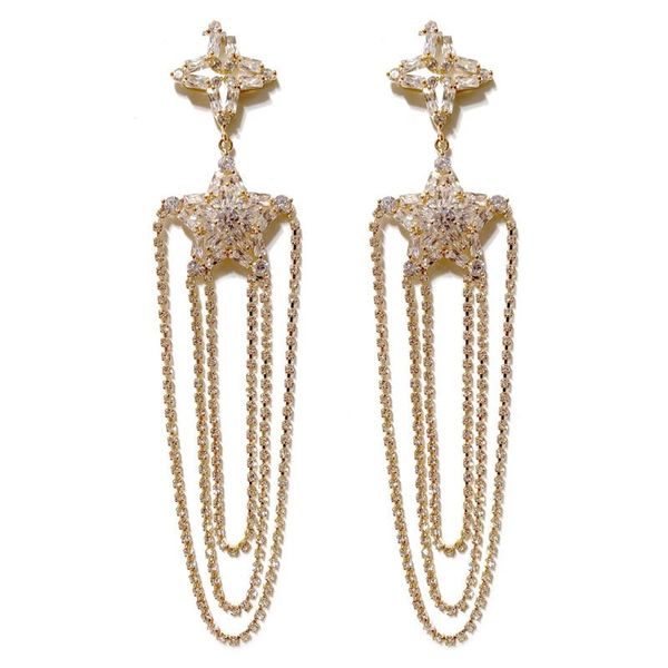 shinning crystal star tassel earrings for lady romantic wedding jewelry 18k gold plated long dangle chandelier women 925 silver earrings
shinning crystal star tassel earrings for lady romantic wedding jewelry 18k gold plated long dangle chandelier women 925 silver earrings