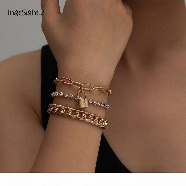ingesight.z 3pcs set luxury shiny rhinestone padlock pendant bracelet bangle miami curb cuban bracelets wrap wrist chain jewelry, Golden;silver
ingesight.z 3pcs set luxury shiny rhinestone padlock pendant bracelet bangle miami curb cuban bracelets wrap wrist chain jewelry, Golden;silver