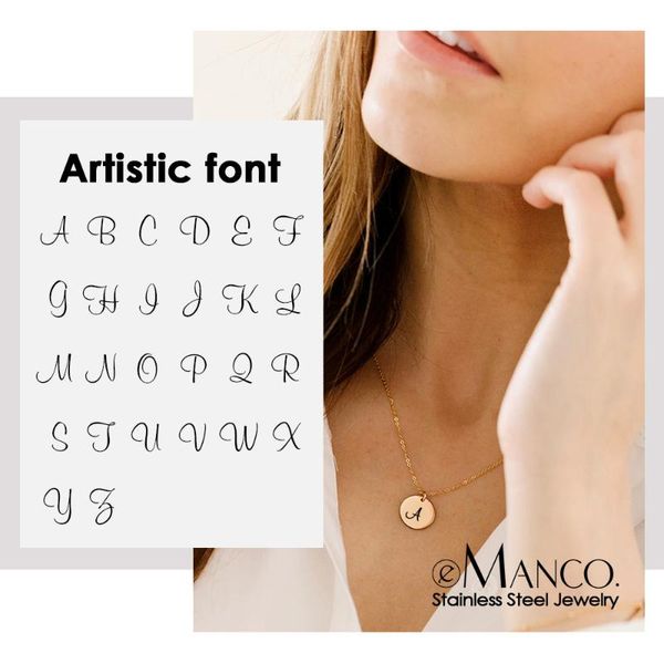e-manco female artistic alphabet pendant necklace for women real 316l stainless steel necklace women fashion jewelry, Silver
e-manco female artistic alphabet pendant necklace for women real 316l stainless steel necklace women fashion jewelry, Silver