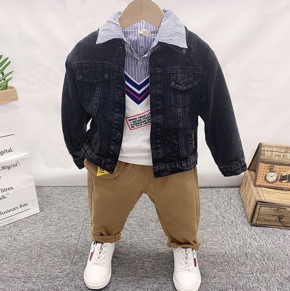 мода весна осень мальчиков спорт набор мальчиков ковбой пальто, свитер, pantsn 3шт / наборы tracksuit одежда для новорожденных комплект для, White 
мода весна осень мальчиков спорт набор мальчиков ковбой пальто, свитер, pantsn 3шт / наборы tracksuit одежда для новорожденных комплект для, White