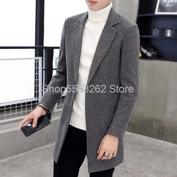 men's casual long woolen coat 19 british style slim woolen coat long casual men, Black
men's casual long woolen coat 19 british style slim woolen coat long casual men, Black