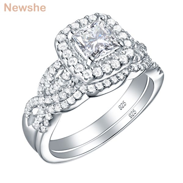newshe 2 pcs 925 sterling silver engagement ring wedding band for women princess cut white cubic zirconia classic jewelry, Golden;silver
newshe 2 pcs 925 sterling silver engagement ring wedding band for women princess cut white cubic zirconia classic jewelry, Golden;silver