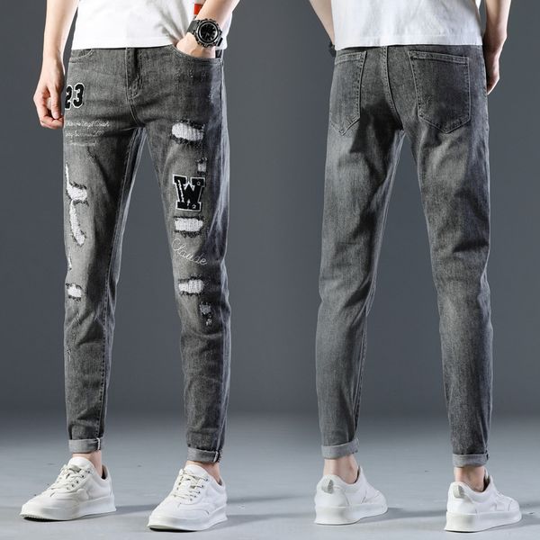 ripped embroidered denim cropped pants and embroidered jeans men's 2020 summer youth slim fit pants student personality men's jean, Blue
ripped embroidered denim cropped pants and embroidered jeans men's 2020 summer youth slim fit pants student personality men's jean, Blue
