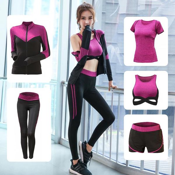 yoga outfits 5-piece set sport suit woman tracksuit women running sports gym clothes crop fitness leggings, White;red
yoga outfits 5-piece set sport suit woman tracksuit women running sports gym clothes crop fitness leggings, White;red