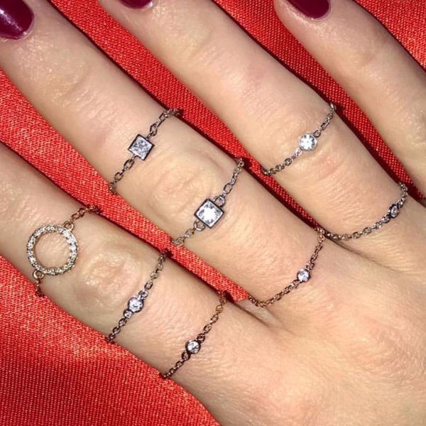 925 sterling silver lovely jewelry ring delicate dainty chain single square cubic zirconia charm simple minimal jewelry rings, Golden;silver
925 sterling silver lovely jewelry ring delicate dainty chain single square cubic zirconia charm simple minimal jewelry rings, Golden;silver