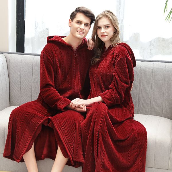 couple nightgown flannel striped bathrobe full ankle-length zipper robe wearable in all seasons thicken sleepwear home clothes, Black;red
couple nightgown flannel striped bathrobe full ankle-length zipper robe wearable in all seasons thicken sleepwear home clothes, Black;red