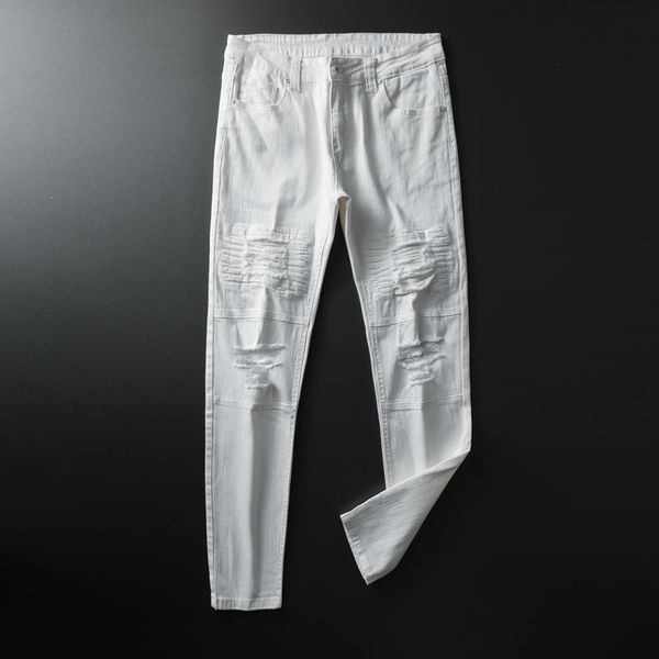 skinny jeans men solid white mens jeans brand stretch casual men fashioins denim pants casual yong boy students trousers size 38, Blue