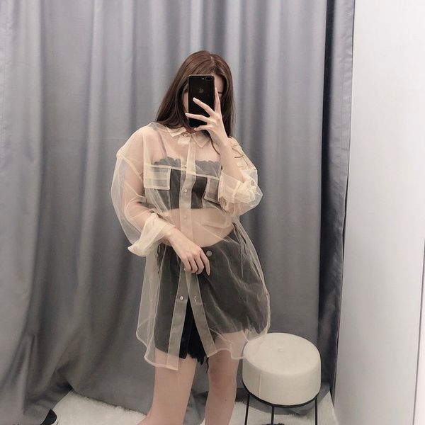 кондиционер рубашка блуза лето 2020 новая мода прозрачный mesh see through blusa modern lady солнцезащитный длинные рубашки, White
кондиционер рубашка блуза лето 2020 новая мода прозрачный mesh see through blusa modern lady солнцезащитный длинные рубашки, White