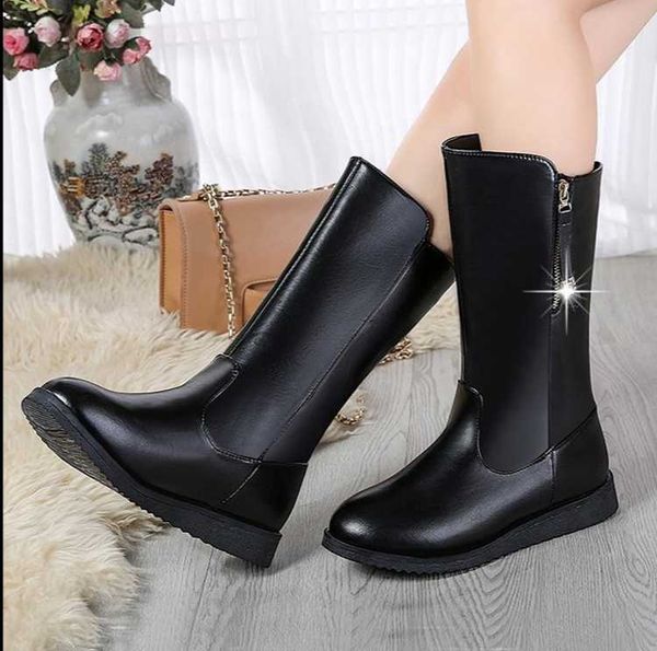breathable leather boots women zipper mid-calf rubber boots for women non slip warm female winter shoes, Black
breathable leather boots women zipper mid-calf rubber boots for women non slip warm female winter shoes, Black
