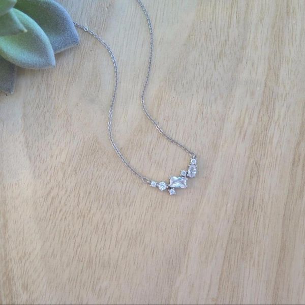 cz cluster charm necklace sparking bling cz pendant 925 sterling silver collar women chain necklace
