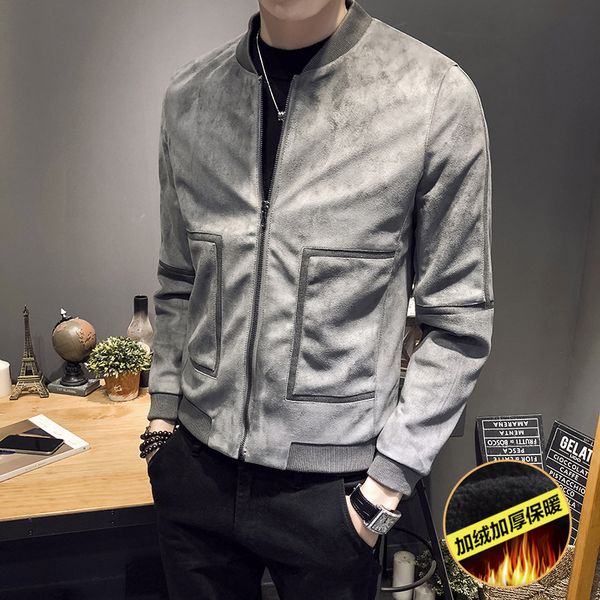 men's jackets winter with velvet youth baseball uniform of cultivate one's morality leisure men coat faux suede jacket, Black;brown
men's jackets winter with velvet youth baseball uniform of cultivate one's morality leisure men coat faux suede jacket, Black;brown