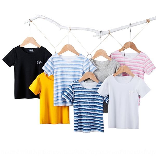 children's traceless short-sleeved thin cut at will boys' and t-shirt girls' striped modal baby solid color short-sleeved t-s, Blue
children's traceless short-sleeved thin cut at will boys' and t-shirt girls' striped modal baby solid color short-sleeved t-s, Blue