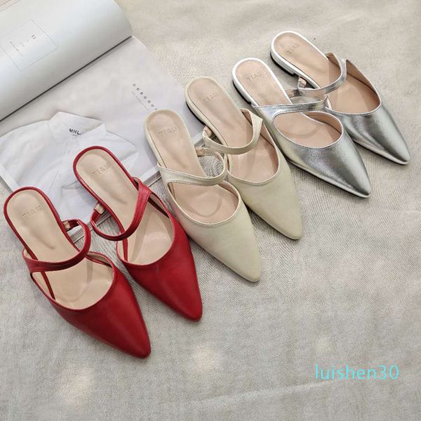 south korea net red pointed half slippers 2020 summer new silver color baotou flat slipper women's slipper lazy l30, Black
south korea net red pointed half slippers 2020 summer new silver color baotou flat slipper women's slipper lazy l30, Black