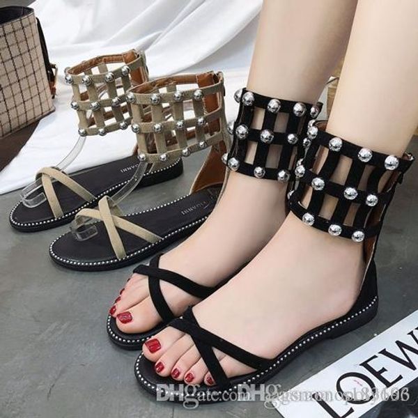 2019 designer slides ankle strap gladiator fish mouth style women designer sandals suede designer flip flops rivets party shoes, Black
2019 designer slides ankle strap gladiator fish mouth style women designer sandals suede designer flip flops rivets party shoes, Black