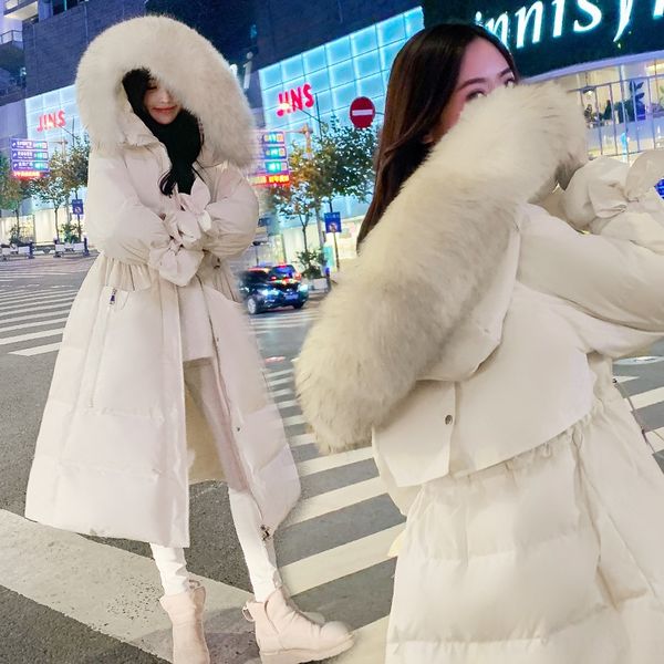 women's coat down jacket jacket mid-length over-knee 2020 winter new slim east gate large fur collar white duck down thickened coat, Black
women's coat down jacket jacket mid-length over-knee 2020 winter new slim east gate large fur collar white duck down thickened coat, Black