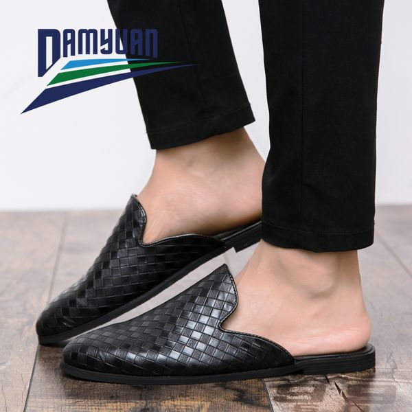 damyuan 2020 men casual slippers british wind baotou half drag leather men shoes breathable slip on lazy loafers men's plus size, Black
damyuan 2020 men casual slippers british wind baotou half drag leather men shoes breathable slip on lazy loafers men's plus size, Black