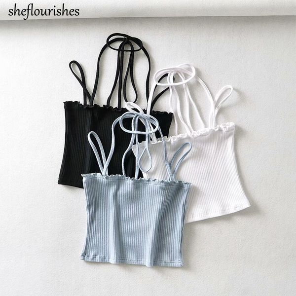 crop women spaghetti strap summer white tank blue halter slash neck backless camis ruffle korean 2020
crop women spaghetti strap summer white tank blue halter slash neck backless camis ruffle korean 2020