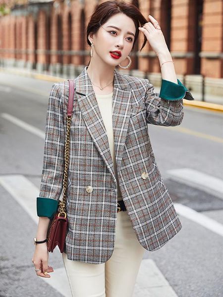 women's suits & blazers brown apricot plaid single breasted loose women girl fashion blazer coat 2021 casual female plus size outwear w, White;black
women's suits & blazers brown apricot plaid single breasted loose women girl fashion blazer coat 2021 casual female plus size outwear w, White;black
