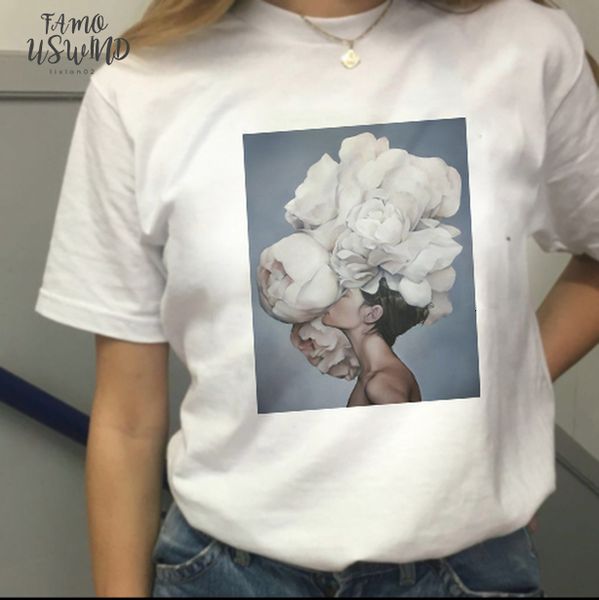 summer new aesthetic t shirt polyester flower printing harajuku short sleeved shirt t shirt fashion casual womens t, White 
summer new aesthetic t shirt polyester flower printing harajuku short sleeved shirt t shirt fashion casual womens t, White