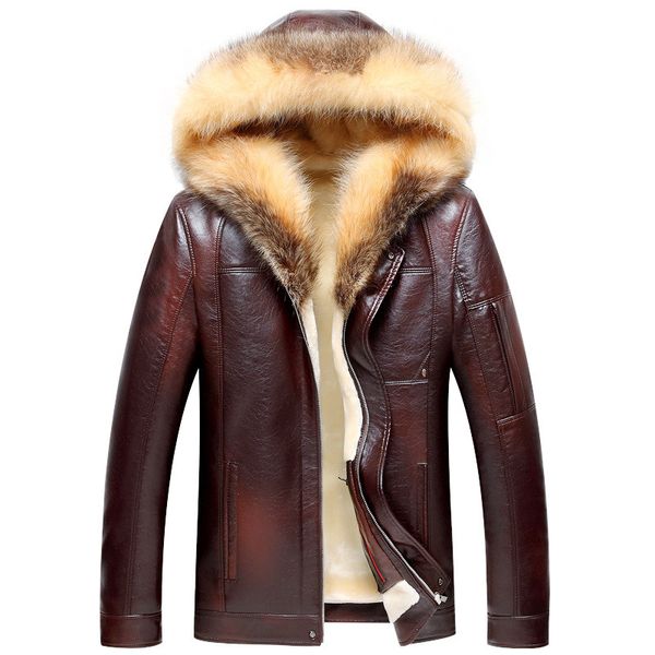 men's fur & faux vsd winter thicken leather jacket men raccoon collar hooded jackets and coats casual long windproof male, Black
men's fur & faux vsd winter thicken leather jacket men raccoon collar hooded jackets and coats casual long windproof male, Black