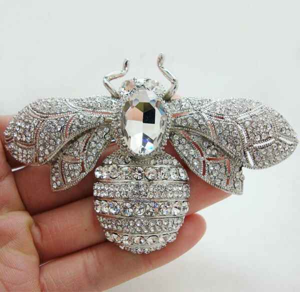 2.36" rhinestone crystal bee insect clear brooch pin pendant silver-tone, Gray
2.36" rhinestone crystal bee insect clear brooch pin pendant silver-tone, Gray