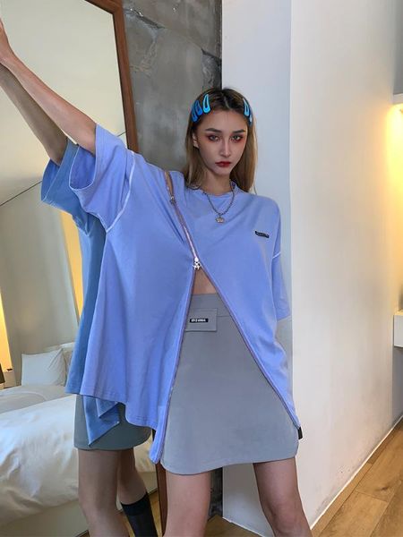 european summer new loose design zipper all-match hole short-sleeved mid-length t-shirts women fashion streetwear 2020, White
european summer new loose design zipper all-match hole short-sleeved mid-length t-shirts women fashion streetwear 2020, White