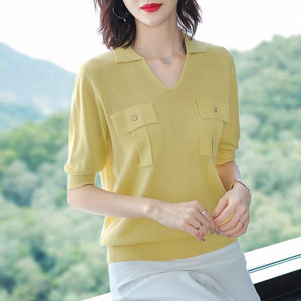 women's 2020 shirt summer korean style loose slimming all-match half sleeve new short sleeve ice silk knitted shirt, White
women's 2020 shirt summer korean style loose slimming all-match half sleeve new short sleeve ice silk knitted shirt, White