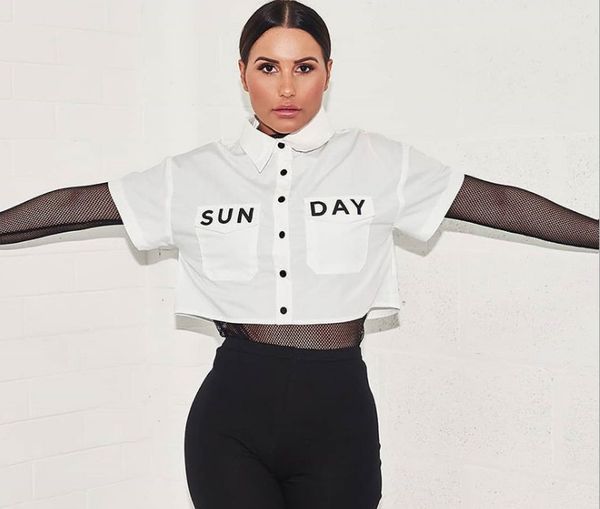 2020 popular new products cardigan short sleeve letter white short t shirt stand collar women
2020 popular new products cardigan short sleeve letter white short t shirt stand collar women