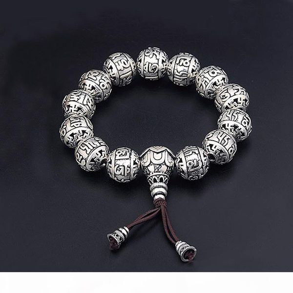 925 sterling silver elastic rope chain men women bead vintage couples bracelet fine jewelry buddhist six words lovers bangle ommani pedmehum, Golden;silver
925 sterling silver elastic rope chain men women bead vintage couples bracelet fine jewelry buddhist six words lovers bangle ommani pedmehum, Golden;silver