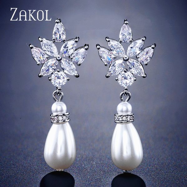 zakol trendy clear marquise cut cubic zirconia drop earrings for women fashion pearl bridal wedding dress jewelry fsep2221, Silver
zakol trendy clear marquise cut cubic zirconia drop earrings for women fashion pearl bridal wedding dress jewelry fsep2221, Silver