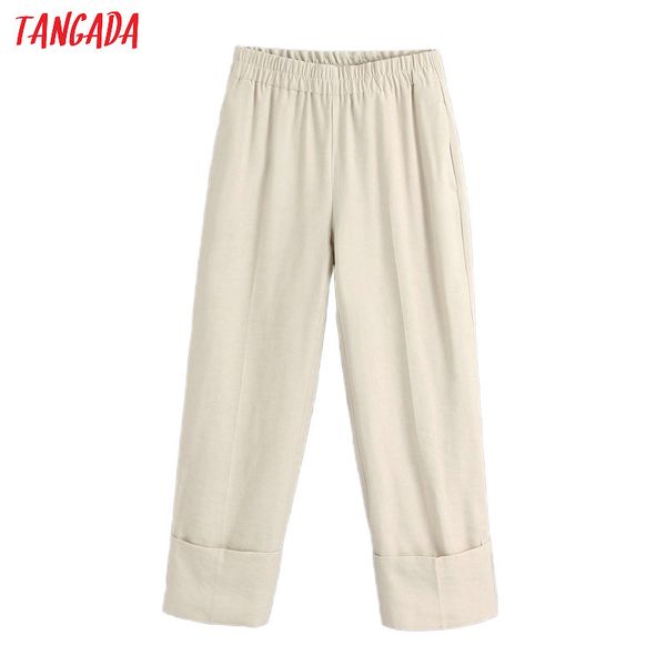 tangada fashion women solid suit pants trousers strethy waist pockets buttons office lady pants pantalon be567, Black;white