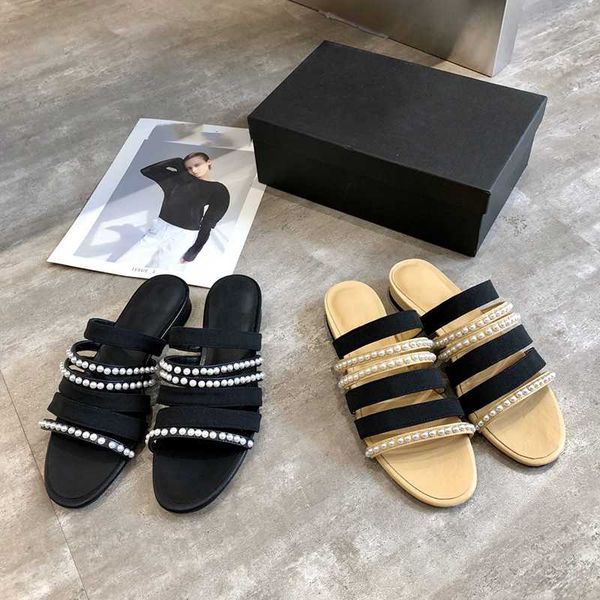 summer brand low heels pearls women sandals luxury female slipper outside shoes, Black
summer brand low heels pearls women sandals luxury female slipper outside shoes, Black