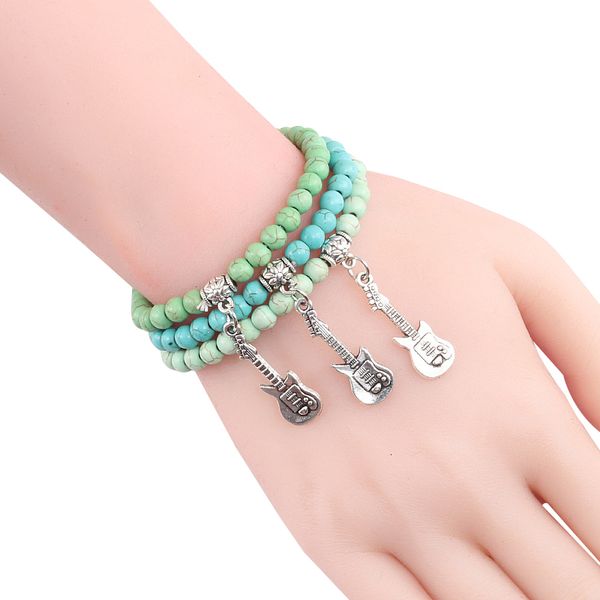 6mm natural stone alloy pendant guitar elastic bracelets women's yoga fashion turquoises beaded bracelet jewelry accessories men, Golden;silver
6mm natural stone alloy pendant guitar elastic bracelets women's yoga fashion turquoises beaded bracelet jewelry accessories men, Golden;silver