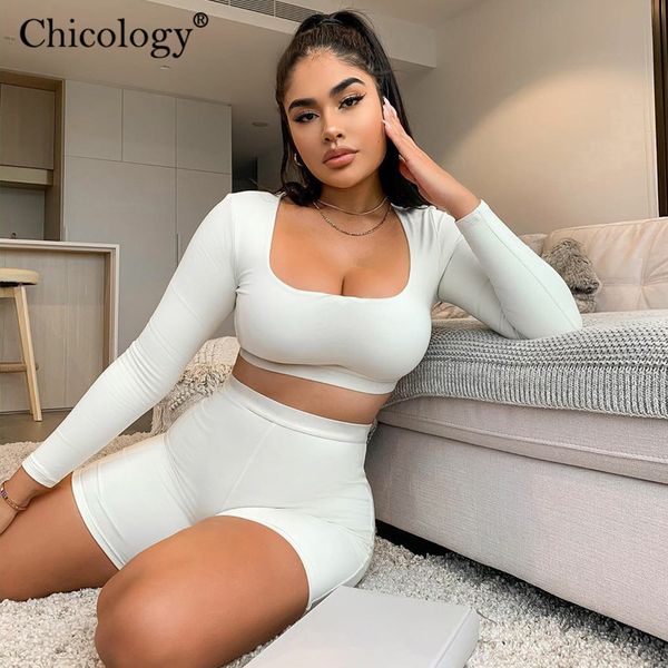 two piece dress chicology pure sportswear 2 set crop biker shorts outfits women long sleeve summer autumn streetwear clothes, White
two piece dress chicology pure sportswear 2 set crop biker shorts outfits women long sleeve summer autumn streetwear clothes, White