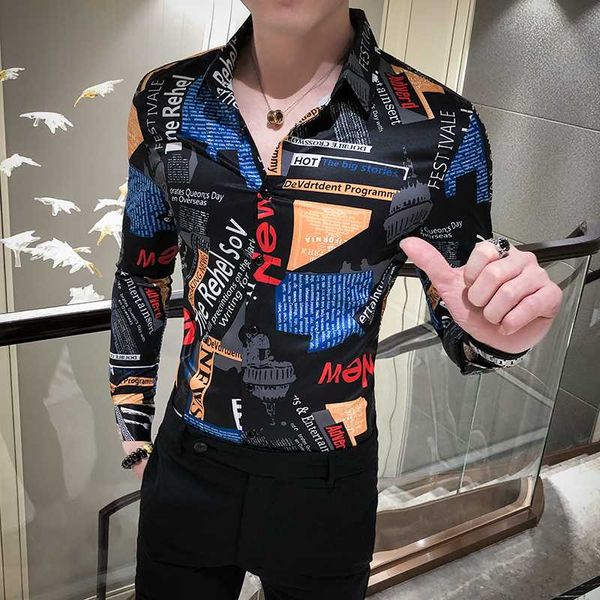2020 spring letter print shirt men streetwear fashion all match long sleeve mens shirts slim fit casual club prom tuxedo dress, White;black
2020 spring letter print shirt men streetwear fashion all match long sleeve mens shirts slim fit casual club prom tuxedo dress, White;black