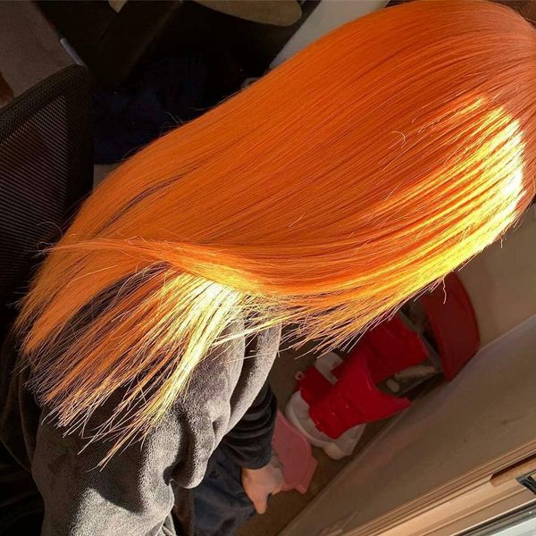 colored 613 orange full lace human hair wig with baby hair glueless 13x6 transparent swiss lace front wigs straight human hair, Black
colored 613 orange full lace human hair wig with baby hair glueless 13x6 transparent swiss lace front wigs straight human hair, Black