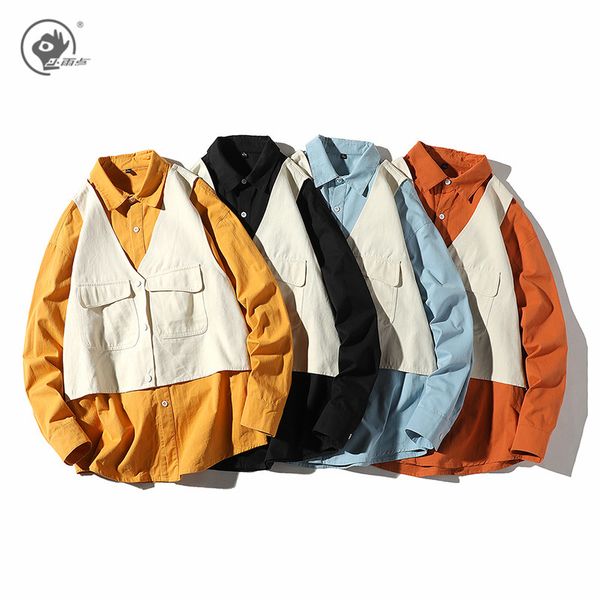 little rain patchwork japanese streetwear shirts 2020 autumn cotton fake two pieces cargo shirts korean style casual shirt, White;black
little rain patchwork japanese streetwear shirts 2020 autumn cotton fake two pieces cargo shirts korean style casual shirt, White;black