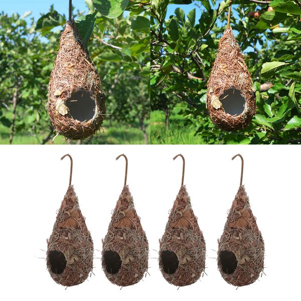 4 packs handmade natural straw bird nest birdhouse hanging decor for outdoor tree decoration
4 packs handmade natural straw bird nest birdhouse hanging decor for outdoor tree decoration