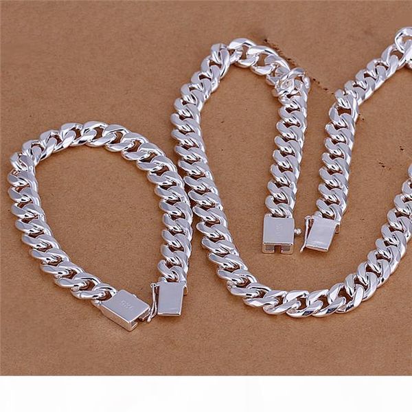 m s101 fashion jewelry set 925 sterling silver plated 10mm side chain necklace &bracelet for men quality
m s101 fashion jewelry set 925 sterling silver plated 10mm side chain necklace &bracelet for men quality