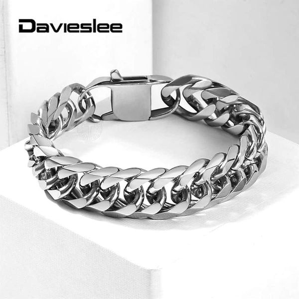 10/15mm mens bracelet 316l stainless steel heavy silver color double curb cuban link rombo chain bangles male jewelry dhb289a, Black
10/15mm mens bracelet 316l stainless steel heavy silver color double curb cuban link rombo chain bangles male jewelry dhb289a, Black