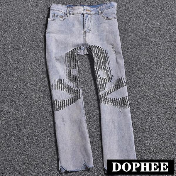 2020 summer new fashion diamond jeans women high waist wide leg ripped hole flare jeans plus size for girls, Blue
2020 summer new fashion diamond jeans women high waist wide leg ripped hole flare jeans plus size for girls, Blue