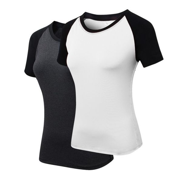 running jerseys women fitness yoga skinny short sleeve sports training quick dry elastic color matching round neck t-shirt, Black;blue
running jerseys women fitness yoga skinny short sleeve sports training quick dry elastic color matching round neck t-shirt, Black;blue