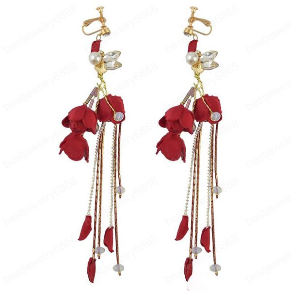 fashion red flower earrings crystal tassel dangle earrings wedding bride faux pearl rose ear drop charm earring accessories gifts, Silver
fashion red flower earrings crystal tassel dangle earrings wedding bride faux pearl rose ear drop charm earring accessories gifts, Silver