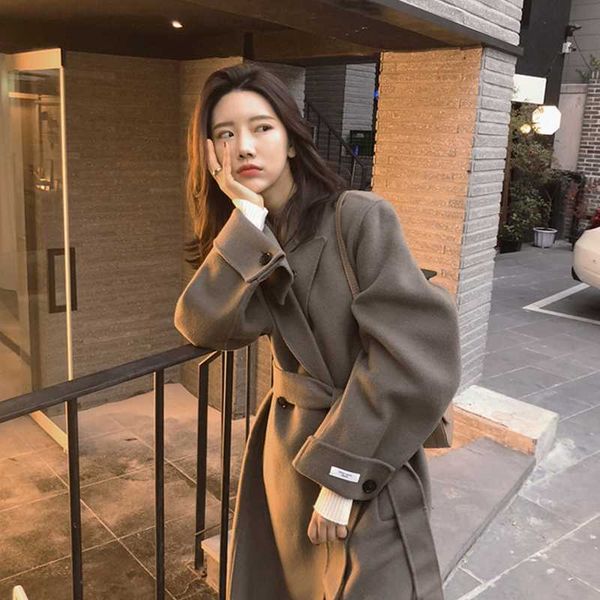 2020 winter new loose casual wild fashion simple solid color mid-length women's double-sided woolen coat women, Black
2020 winter new loose casual wild fashion simple solid color mid-length women's double-sided woolen coat women, Black