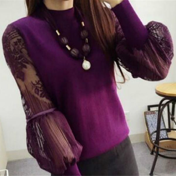 women pull femme necklace lace pullover sweater jumper spring autumn lantern sleeve knitted sweaters re2272, White;black
women pull femme necklace lace pullover sweater jumper spring autumn lantern sleeve knitted sweaters re2272, White;black