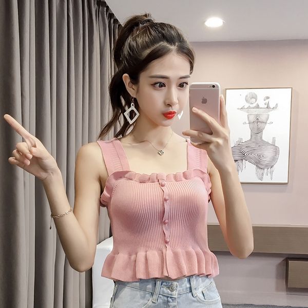 2020 summer new knitted coat vest vest women's korean style outer wear student short base shirt top, White;black
2020 summer new knitted coat vest vest women's korean style outer wear student short base shirt top, White;black