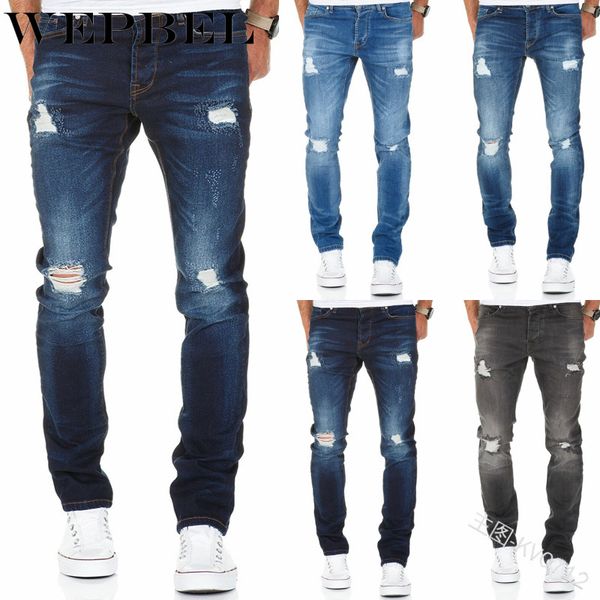 wepbel jeans fashion mid-waist straight denim pencil pants men's casual slim-fit hole washed ripped jeans, Blue
wepbel jeans fashion mid-waist straight denim pencil pants men's casual slim-fit hole washed ripped jeans, Blue