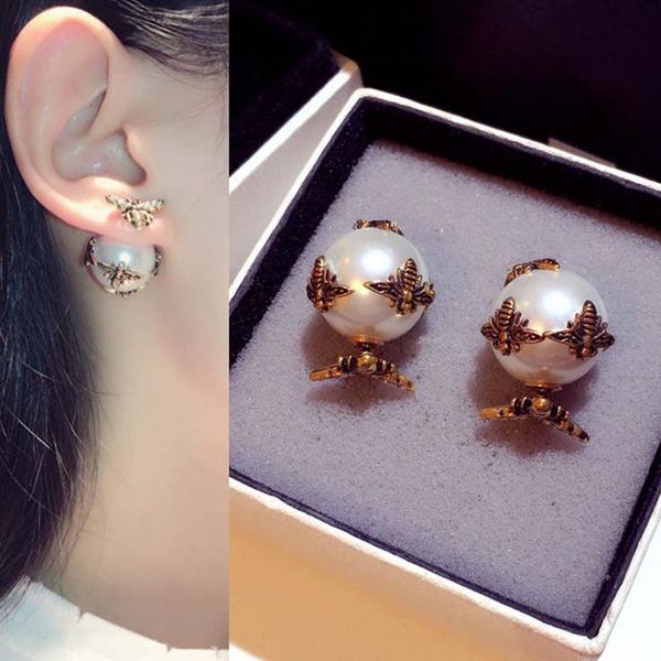 dz bronze double pearl bee flower stud earring with 925 silver ear pin women wedding brass double pearl bee stud jewelry, Golden;silver
dz bronze double pearl bee flower stud earring with 925 silver ear pin women wedding brass double pearl bee stud jewelry, Golden;silver