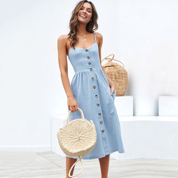 party boho sundress women casual backless midi dresses button polka dot striped floral beach dress 2019 summer dress female, Black;gray
party boho sundress women casual backless midi dresses button polka dot striped floral beach dress 2019 summer dress female, Black;gray
