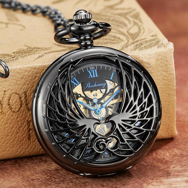 luxury mechanical pocket watch with chain angel wings hollow hand winding pendant clock men women bronze black flip fob watches t200502, Slivery;golden
luxury mechanical pocket watch with chain angel wings hollow hand winding pendant clock men women bronze black flip fob watches t200502, Slivery;golden